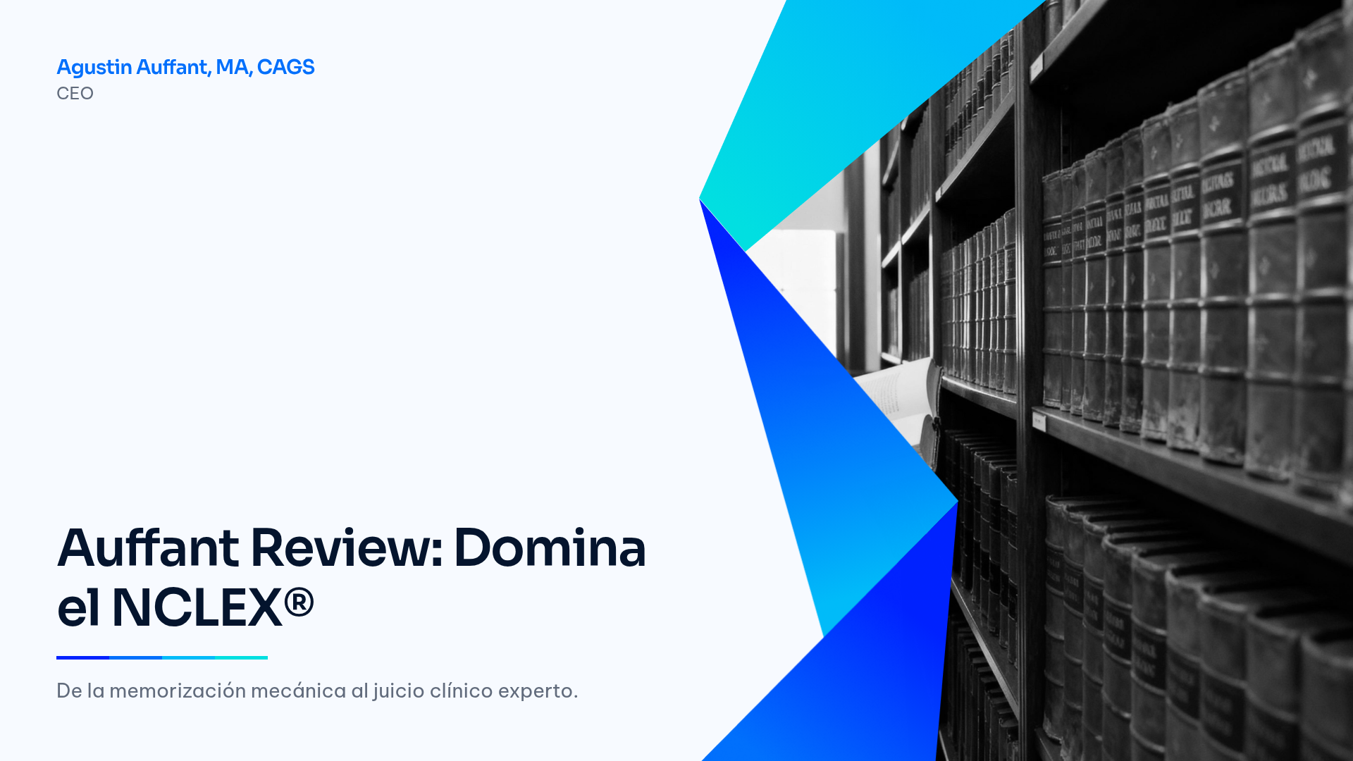 El NCLEX&reg; es un examen de SEGURIDAD + PRIORIDAD, no un examen de memorizaci&oacute;n. Auffant Review Prep te ayuda a trav&eacute;s de ese laberinto.